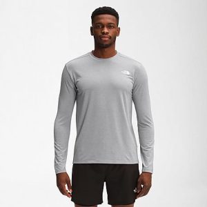 The North Face Inc Men&apos;s Wander Long-Sleeve Shirt in Grey/Meld Grey Heather Size XL Polyester/Knit/Jersey - 5885110