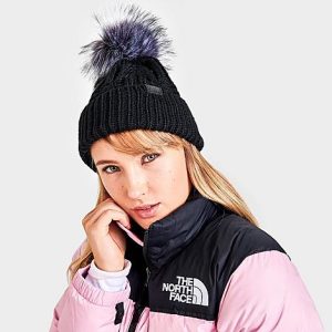 The North Face Inc Women&apos;s Oh Mega Fur Pom Beanie Hat in Black/Black Polyester/Fur - 8205214