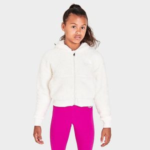The North Face Inc Girls&apos; Suave Oso Hooded Full-Zip Jacket in White/White Size Large Polyester/Fleece - 5822283