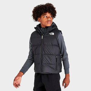 The North Face Inc Boys&apos; Reversible North Down Hooded Vest in Black/Black Size Large 100% Polyester - 5822266