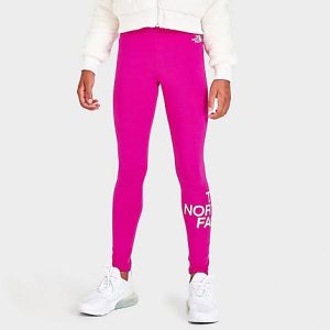 The North Face Inc Girls&apos; Logo Leggings in Pink/Fuchsia Pink Size Large Cotton - 5822279