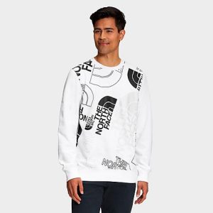 The North Face Inc Men&apos;s Graphic Injection Crewneck Sweatshirt in White/TNF White Size XL Cotton/Polyester/Knit - 5884510