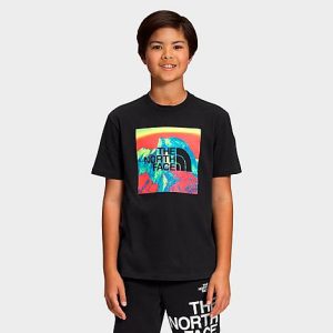 The North Face Inc Boys&apos; Box Logo Short-Sleeve T-Shirt in Black/Black Size Large Cotton/Polyester - 5822234