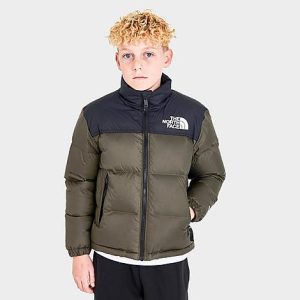 The North Face Inc Kids&apos; 1996 Retro Nuptse Jacket in Green/Black/Olive Green Size XL 100% Nylon/100% Polyester - 5822255
