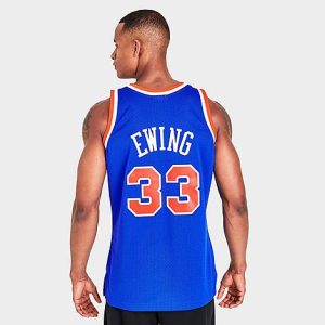 Mitchell And Ness Men&apos;s New York Knicks NBA Patrick Ewing &apos;91-&apos;92 Hardwood Classics Swingman Jersey in Blue/Royal Size XL Knit/Jersey - 5619892
