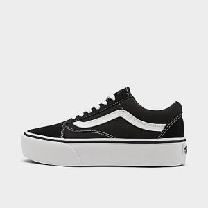 Vans Women&apos;s Old Skool Platform Casual Shoes in Black/Black Size 10.0 Canvas/Suede - 2502815