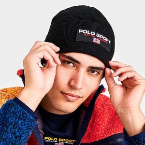 Polo Ralph Lauren Polo Sport Logo Beanie Hat in Black/Black Acrylic/Knit - 8206872