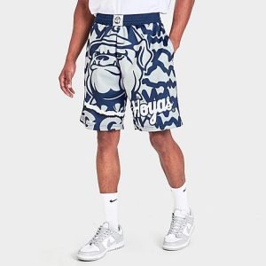 Mitchell And Ness Men&apos;s Georgetown Hoyas NCAA Jumbotron 2.0 All-Over Print Shorts in Blue/White Size Medium 100% Polyester - 5804091