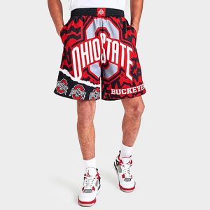 Mitchell And Ness Men&apos;s Ohio State Buckeyes NCAA Jumbotron 2.0 All-Over Print Shorts in Red/White Size Medium 100% Polyester - 5804071