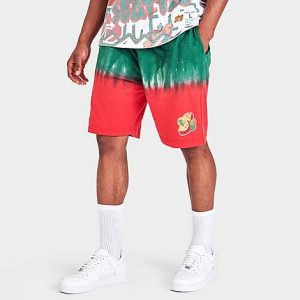 Mitchell And Ness Men&apos;s Seattle Supersonics NBA Tie-Dye Fleece Shorts in Red/Green/Green Size 2XL - 5804321