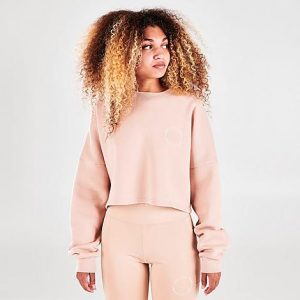 Pink Soda Sport Women&apos;s Essentials Cropped Crewneck Sweatshirt in Beige/Beige Size Medium Cotton - 5758384
