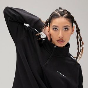 Pink Soda Sport Women&apos;s Spirit Tape Quarter-Zip Top in Black/Black Size Medium - 5818228
