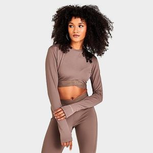 Pink Soda Sport Women&apos;s Topanga Tape Long-Sleeve Top in Brown/Fossil Brown Size XL - 5850984