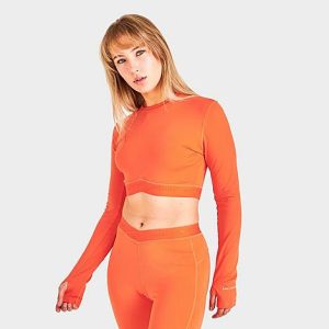 Pink Soda Sport Women&apos;s Topanga Tape Long-Sleeve Top in Orange/Dusty Orange Size Large - 5850993