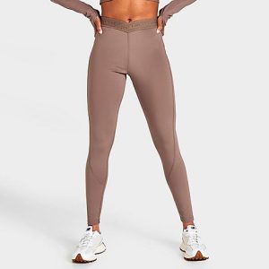 Pink Soda Sport Women&apos;s Topanga Cross Tape Tights in Brown/Fossil Brown Size XL - 5850989