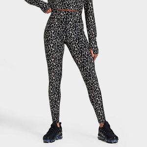 Pink Soda Sport Women&apos;s Amir Tights in Black/Animal Print/Black Size XL - 5851024