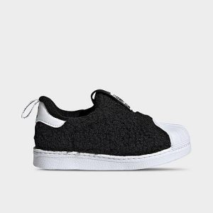 Adidas Kids&apos; Toddler Originals Superstar 360 Fuzzy Slip-On Casual Shoes in Black/Black Size 9.0 - 3091565