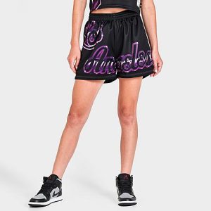 Mitchell And Ness Women&apos;s Los Angeles Lakers Big Face 4.0 Shorts in Black/Black Size Medium 100% Polyester/Knit - 5868853
