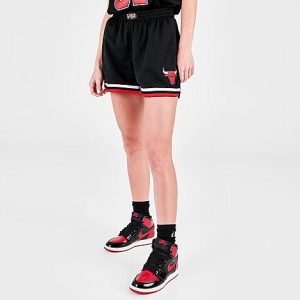 Mitchell And Ness Women&apos;s Chicago Bulls NBA 1997-98 Swingman Shorts in Black/Black Size XL 100% Polyester - 5770126
