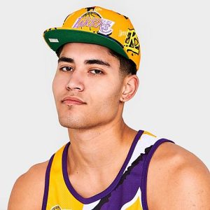 Mitchell And Ness Los Angeles Lakers NBA Sticker Pack Hardwood Classics Snapback Hat in Yellow/Yellow - 8206859