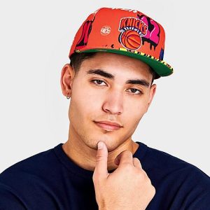 Mitchell And Ness New York Knicks NBA Sticker Pack Hardwood Classics Snapback Hat in Orange/Orange - 8206845