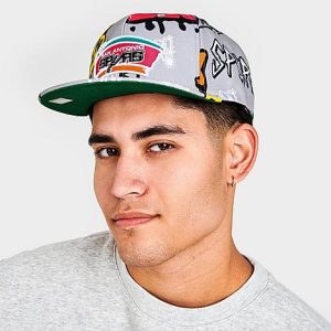Mitchell And Ness San Antonio Spurs NBA Sticker Pack Hardwood Classics Snapback Hat in Grey/Grey - 8206861
