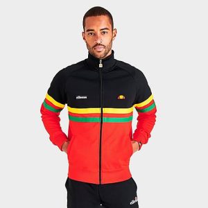 Ellesse Men&apos;s Rimini Half-Zip Track Jacket in Red/Black Size Small Cotton - 5822227