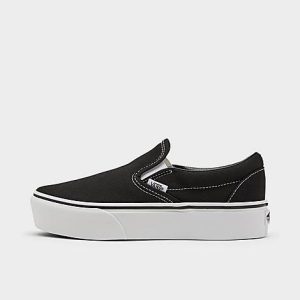 Vans Women&apos;s Classic Slip-On Platform Casual Shoes in Black/Black Size 10.0 Canvas - 2502793