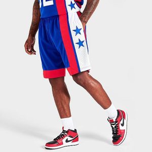 Mitchell And Ness Men&apos;s Philadelphia 76ers NBA Dr. J Swingman Shorts in Blue/Blue Size 2XL 100% Polyester - 5804050