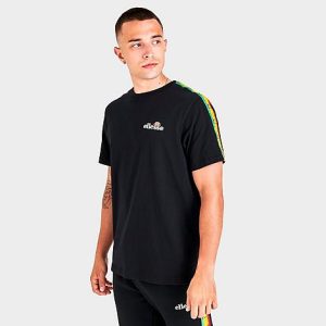 Ellesse Men&apos;s Yallah Tape T-Shirt in Black/Black Size 2XL Cotton - 5822216