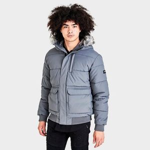 Sonneti Men&apos;s Labeth Hooded Parka in Grey/Pewter Grey Size XL Fiber/Fur - 5850784