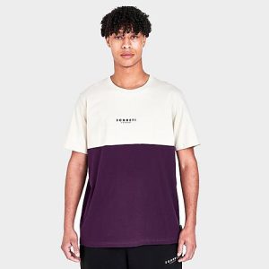 Sonneti Men&apos;s Split Short-Sleeve T-Shirt in Purple/Cream Size Medium - 5804990