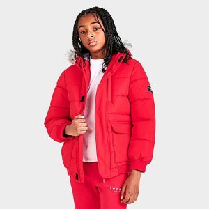 Sonneti Kids&apos; Labeth Hooded Parka Jacket in Red/Chinese Red Size XL Fiber/Fur - 5851557
