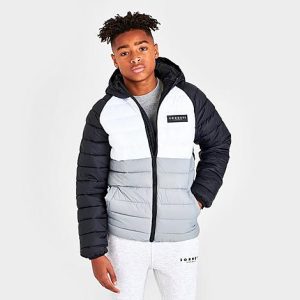 Sonneti Boys&apos; Post Bubble Puffer Jacket in Grey/Black Size XL Polyester - 5851553