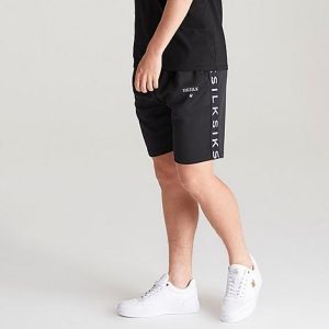 Siksilk Boys&apos; Medley Taped Shorts in Black/Black Size Small Cotton/Silk - 5781956
