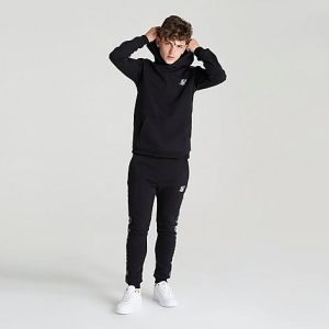 Siksilk Boys&apos; Taped Hoodie and Jogger Pants Set in Black/Black Size Small Cotton/Polyester/Fleece - 5799681