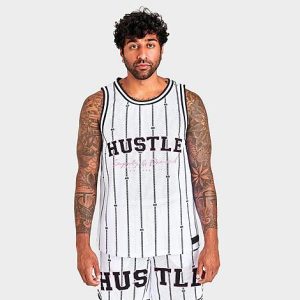 Supply And Demand Men&apos;s Hustle Script Basketball Tank in White/White Size 2XL 100% Polyester - 5831645