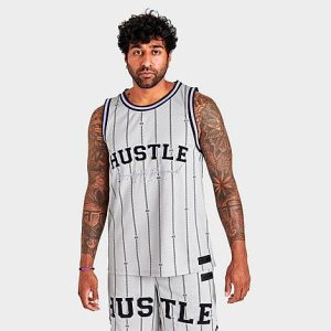 Supply And Demand Men&apos;s Hustle Script Basketball Tank in Grey/Grey Size 2XL 100% Polyester - 5831655