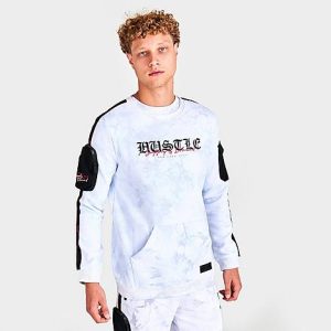 Supply And Demand Men&apos;s Quarry Washed Long-Sleeve T-Shirt in White/Grey Tie Dye Size 2XL Cotton - 5831665