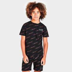 Supply And Demand Boys&apos; Arrow Script T-Shirt in Black/Black Size XL Cotton - 5830923