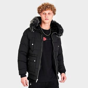 Pink Soda Sport Men&apos;s Supply & Demand Brisk Full-Zip Puffer Jacket in Black/Black Size Medium Polyester - 5754108