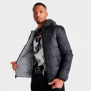 Supply And Demand Men&apos;s Degree Reversible Insulated Jacket in Black/Grey/Black Size XL Polyester - 5754115