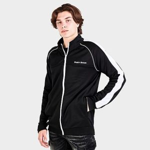 Supply And Demand Men&apos;s Retro Pipe Track Top in Black/Black Size XL 100% Polyester - 5811363