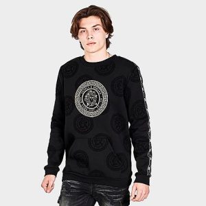 Supply And Demand Men&apos;s Frame All-Over Print Crewneck Sweatshirt in Black/Black Size Medium - 5811391