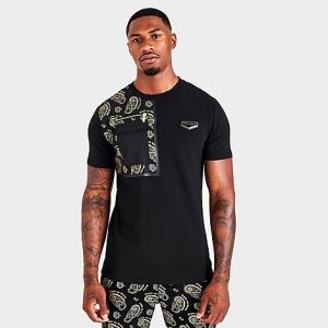 Supply And Demand Men&apos;s Paisley Tech Short-Sleeve T-Shirt in Black/Black Size XL - 5830253