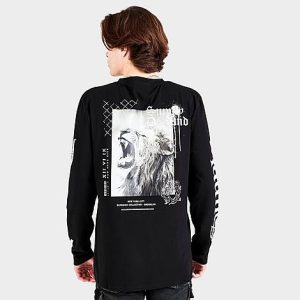 Supply And Demand Men&apos;s Gothic Script Long-Sleeve T-Shirt in Black/Black Size Small - 5811295
