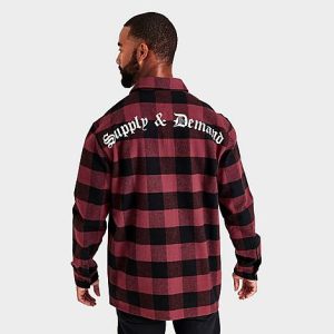 Supply And Demand Men&apos;s Gothic Check Flannel Shirt in Red/Black Size 2XL - 5851109