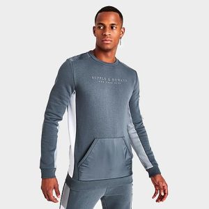 Supply And Demand Men&apos;s Flex Cargo Crewneck Sweatshirt in Grey/Slate Blue Size XL - 5851088