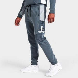 Supply And Demand Men&apos;s Flex Cargo Jogger Pants in Grey/Slate Blue Size Medium Polyester/Fleece - 5851176