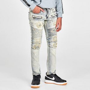 Supply And Demand Boys&apos; Moto Skinny Jeans in Blue/Light Wash Size 12 Denim - 5759167